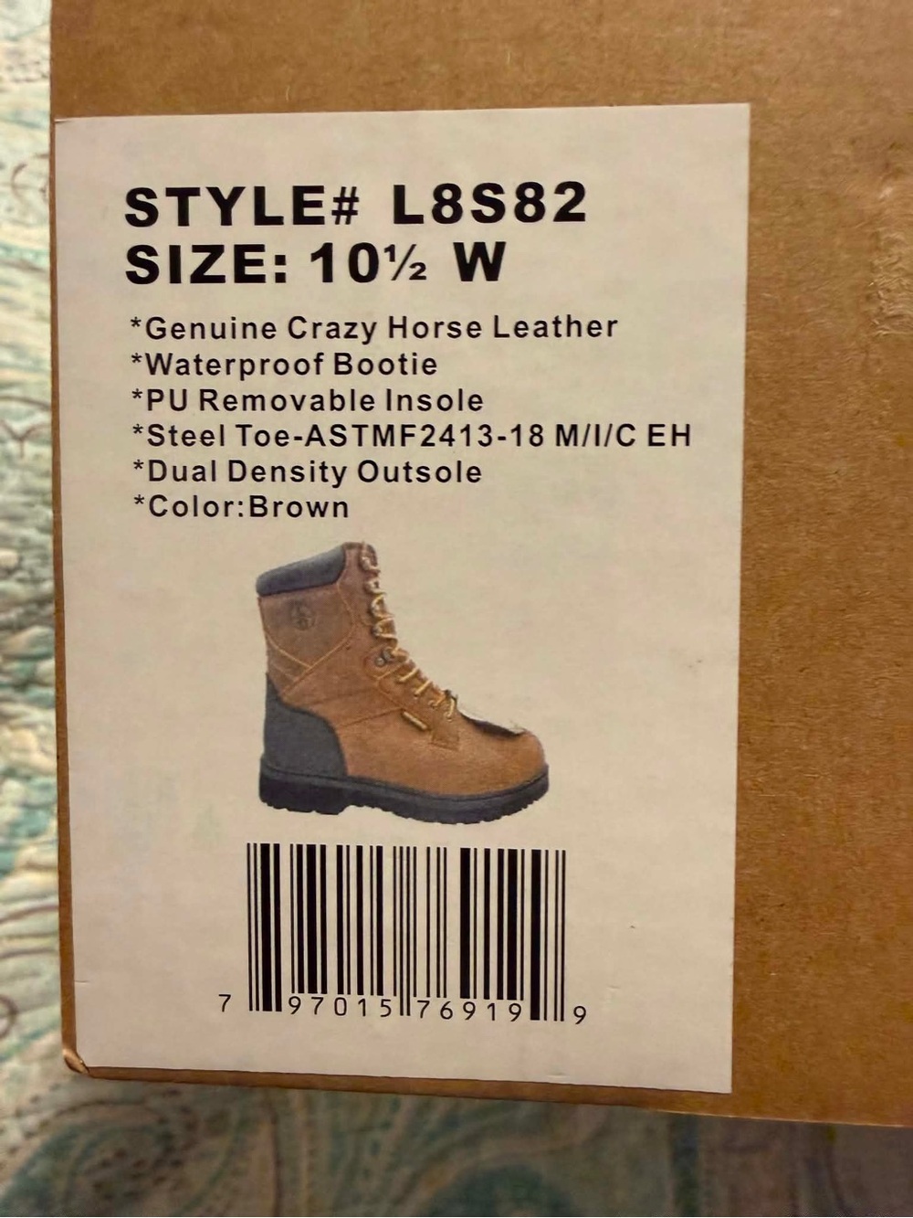 Men's Brown Crazy Horse Leather Waterproof Steel-Toe Work Boot